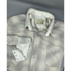 Vintage ROPER Pearl Snap Western L/S Shirt Silver Threads / Satin Accents Sz XL